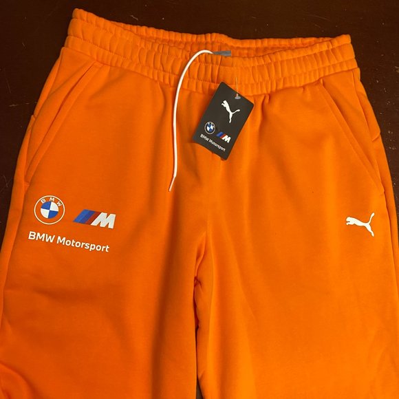 Puma Mens Orange BMW Motorsport Essentials Drawstring Fleece Sweatpants - Picture 2 of 3